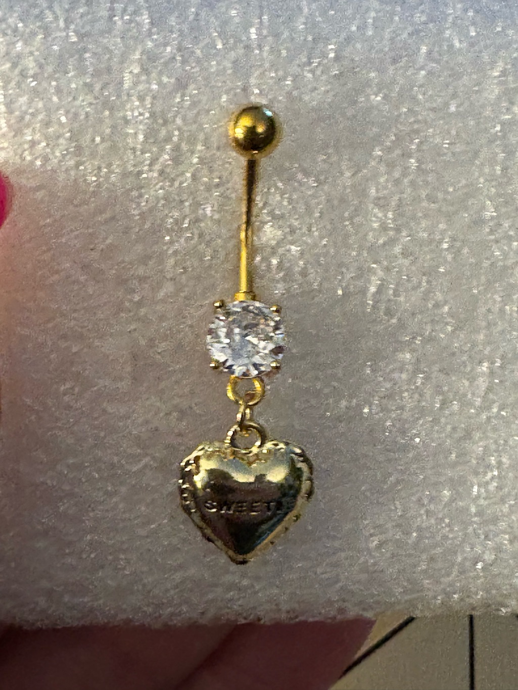 Belly RingDangling Heart Belly Button Rings 14g Stainless Steel Gold Tone